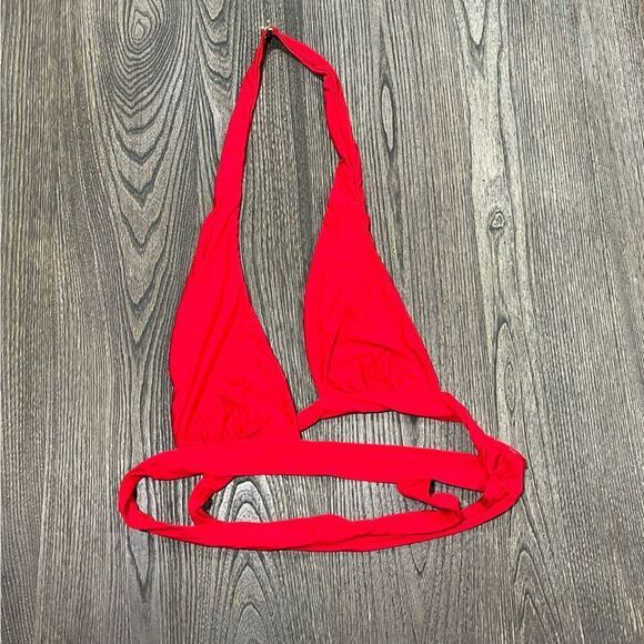 NWOT MHB Monica Hansen Beachwear Strappy Bikini Top Clasp Halter Neck Red Size L - Picture 6 of 6